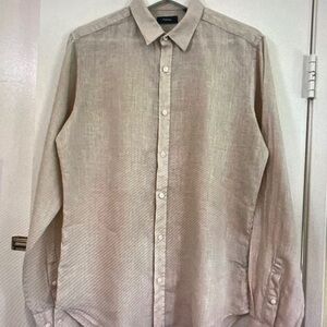 Theory Men's Beige Textured Long-Sleeve Button-Down Shirt